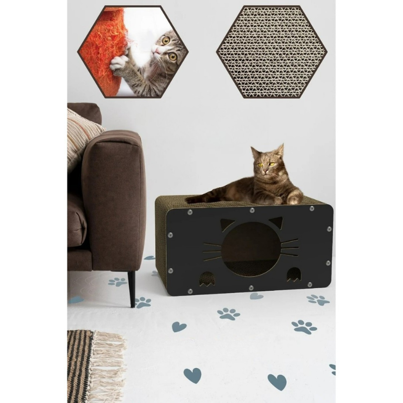 Ahşap Doğal Karton Tırmalama Evi