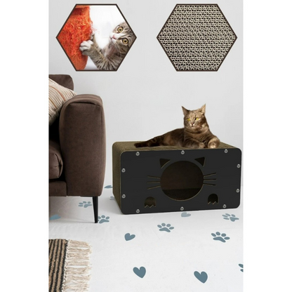 Ahşap Doğal Karton Tırmalama Evi