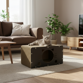 Ahşap Doğal Karton Tırmalama Evi